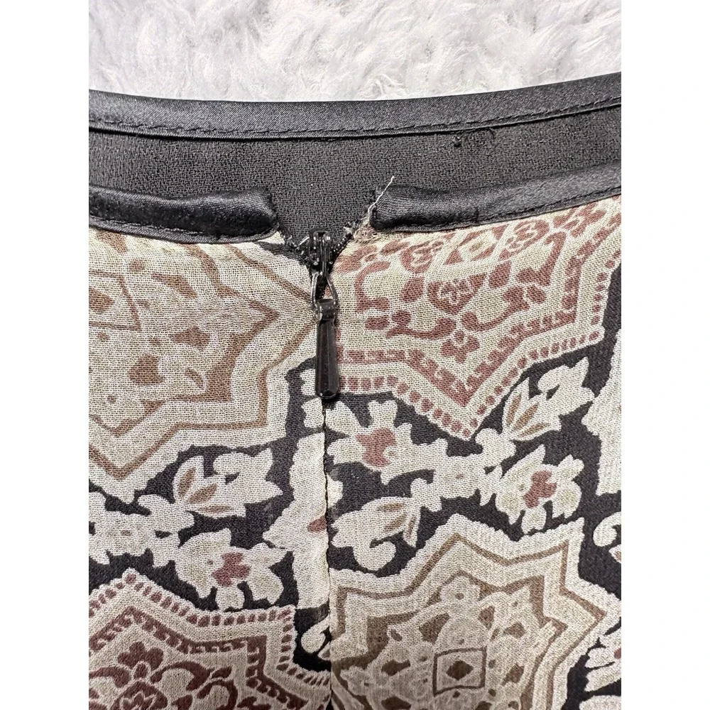 Spenser Jeremy Womens 8 100% Silk Skirt Ruffle High Low Boho Print Midi Y2K
